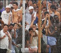 Illegal immigrants at a detention camp
