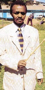 Mr Kasolya with his cane