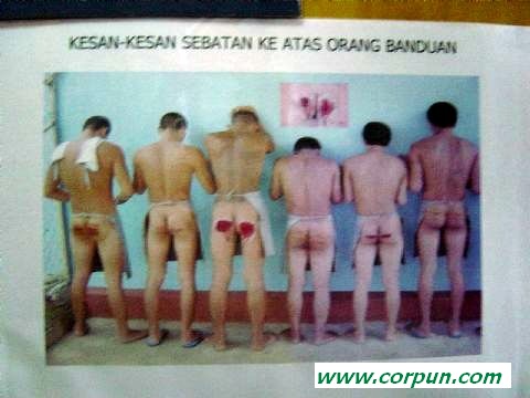 Malaysian prisoners after caning