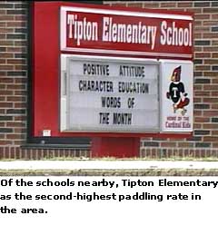 Tipton Elementary has the second highest paddling rate in the area