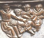 Mediaeval misericord depicts birching of schoolboy