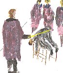 drawing of prefect caning ceremony