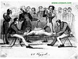Cartoon, caning of Swedish soldier, 1830 - Click to enlarge